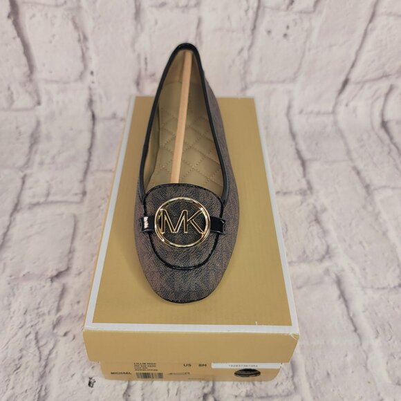 Michael Kors Lillie Moccasin Womens Flats Sz 8M Brown Monogram Slip-On NEW - Picture 1 of 10